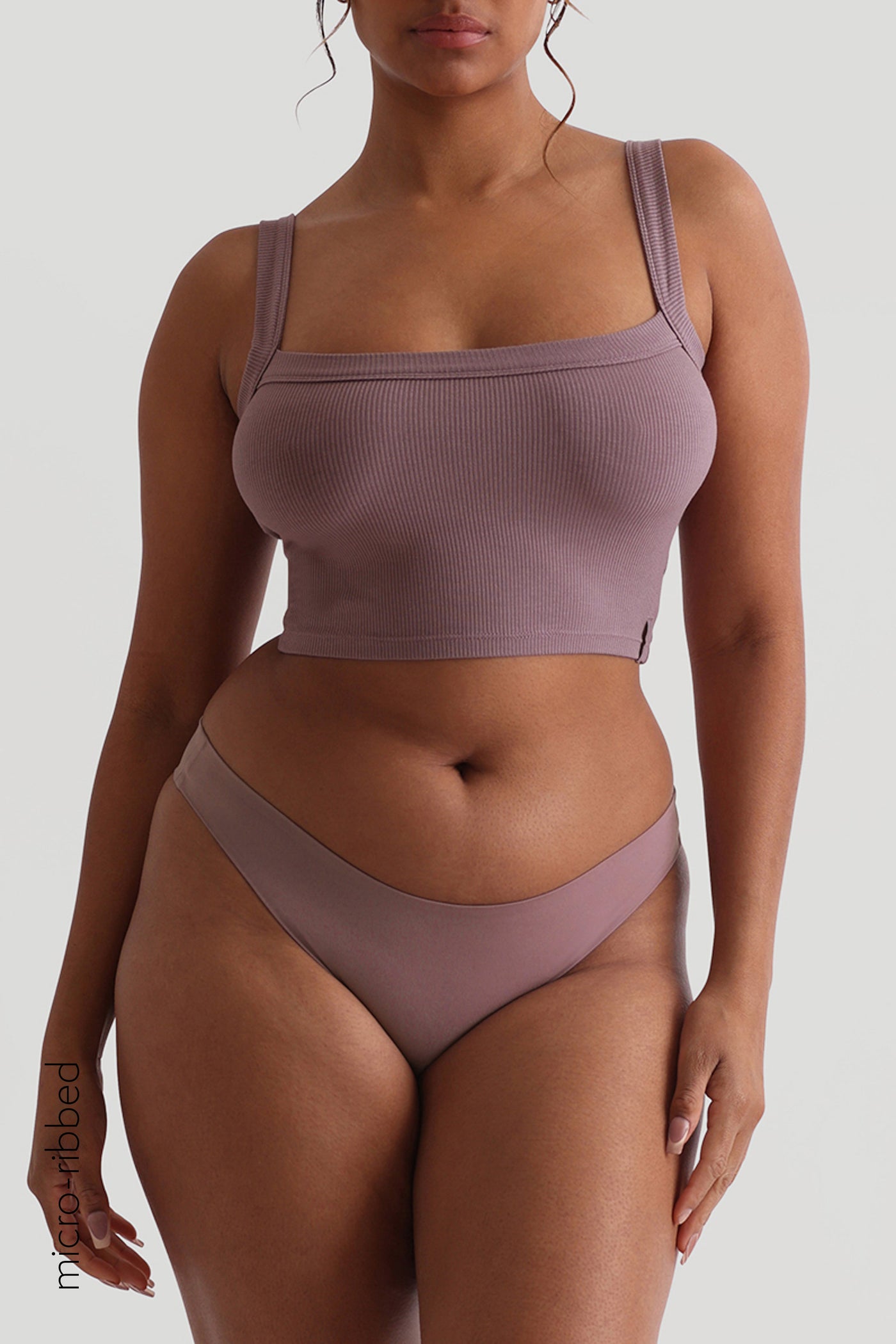 Staple Micro-Ribbed Crop Top - Vintage Purple