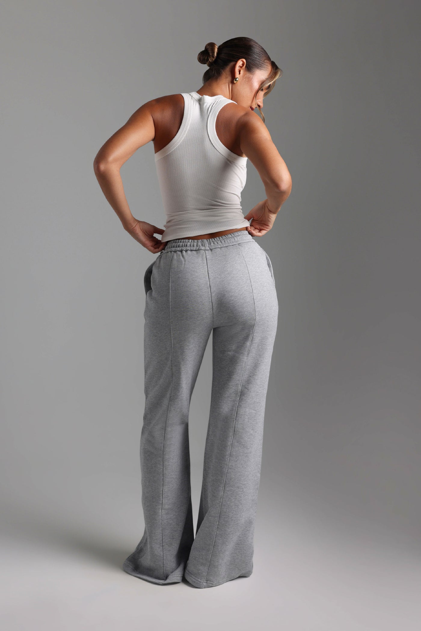 Structured Wide Leg Sweatpants - Heather Gray
