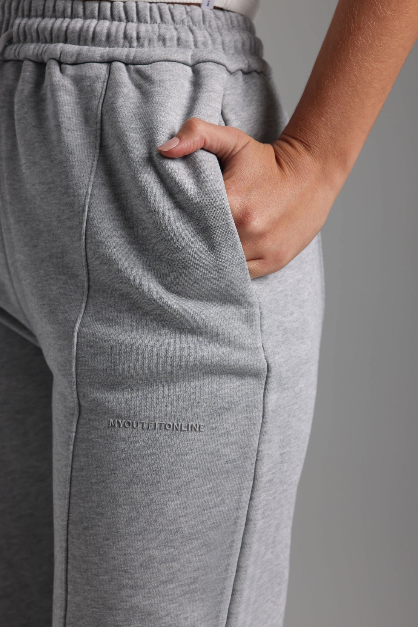 Structured Wide Leg Sweatpants - Heather Gray