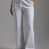 Pantalon de survêtement structuré à jambe large - Gris chiné clair