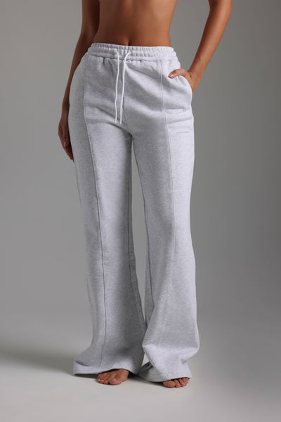 Strukturierte weite Sweatpants – Hellgrau meliert
