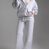 Pantalon de survêtement structuré à jambe large - Gris chiné clair