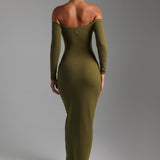 Off Shoulder Maxi Dress - Olive