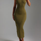 High Neck Maxi Dress - Olive