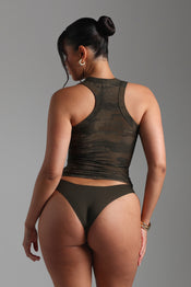 T-SHAPE MICRO-RIBBED TANK TOP -  VEIL CAMO