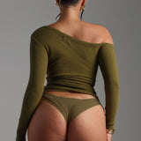 Gallerie Long Sleeve Top - Olive