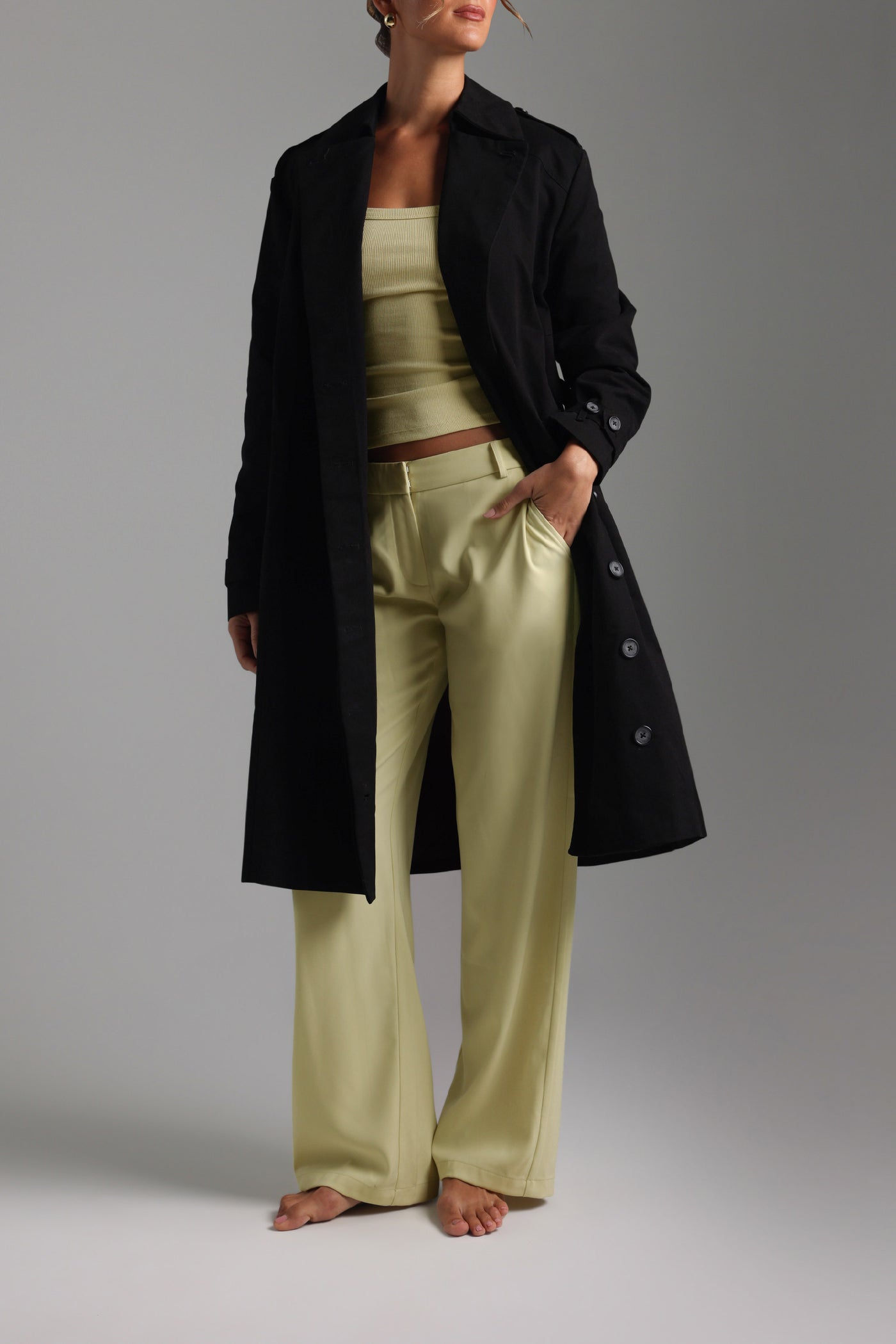 The Arden Midi Trench Coat - Black
