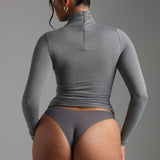 Refined Long Sleeve Turtleneck T-Shirt - Stone Gray
