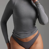 Refined Long Sleeve Turtleneck T-Shirt - Stone Gray