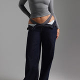 V-Shape Long Sleeve T-Shirt - Stone Gray