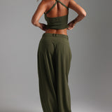 The Ivy Wide-Leg Trousers - Cypress