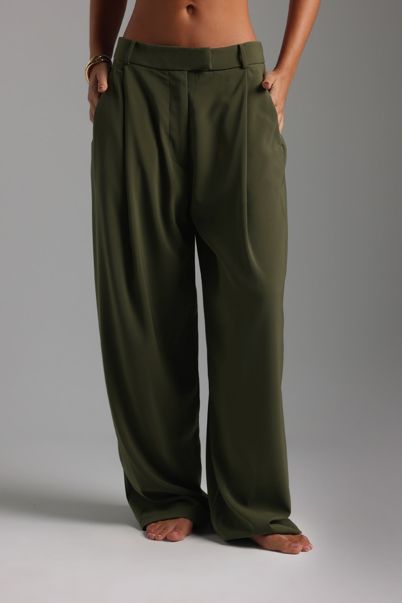 The Ivy Wide-Leg Trousers - Cypress