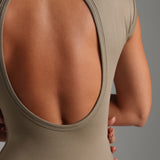Cap Sleeve Open-Back Mini Dress - Latte Taupe