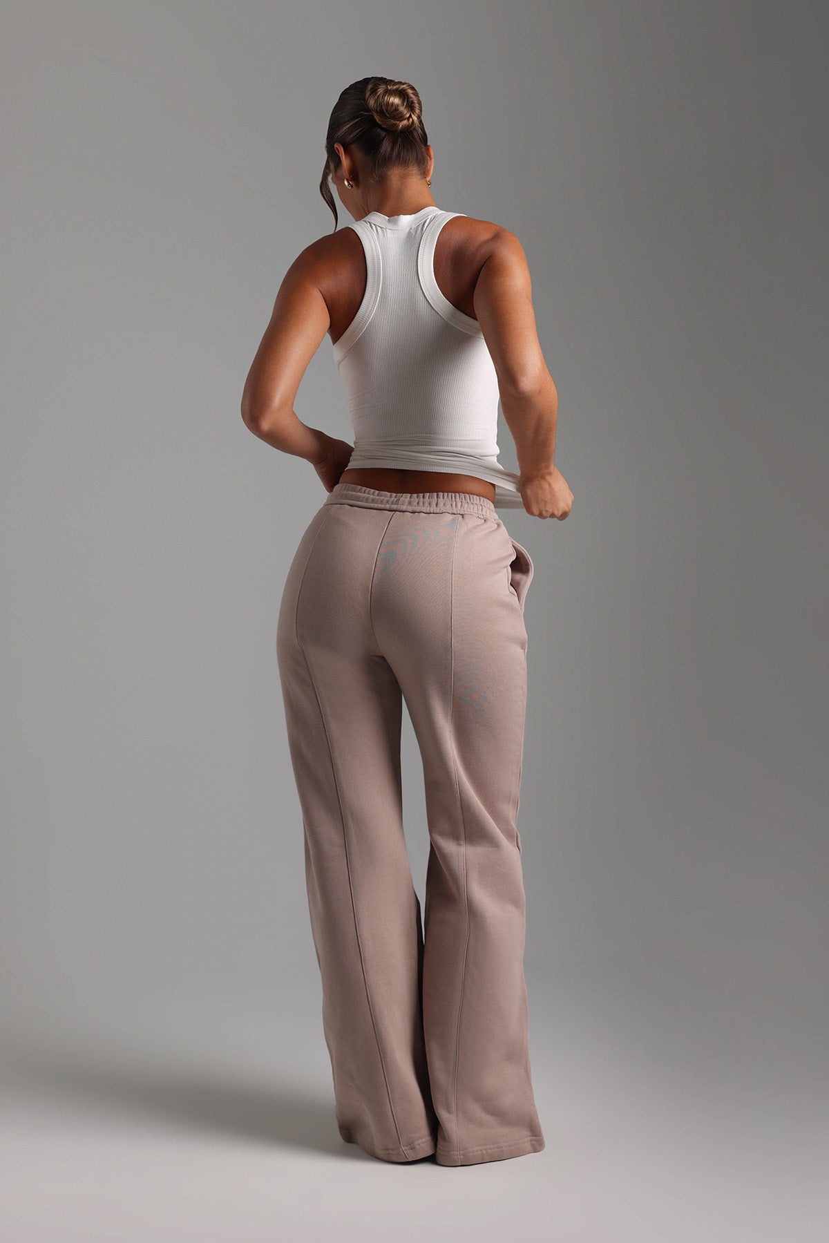 Structured Wide Leg Sweatpants - Warm Mocha