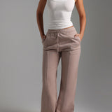 Structured Wide Leg Sweatpants - Warm Mocha
