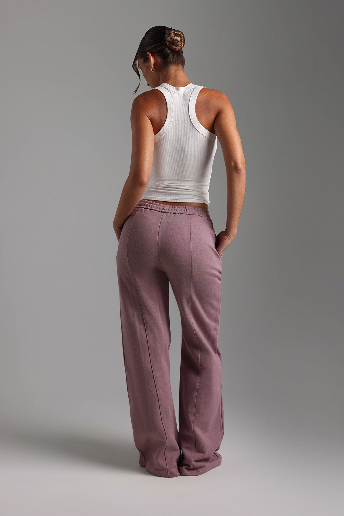 Structured Wide Leg Sweatpants - Vintage Purple