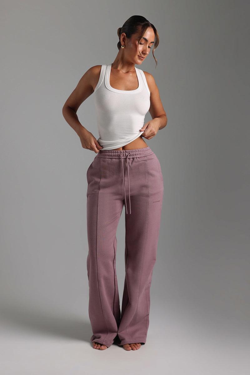 Structured Wide Leg Sweatpants - Vintage Purple