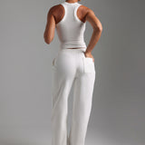 Cut-Out Wide Leg Sweatpants - White