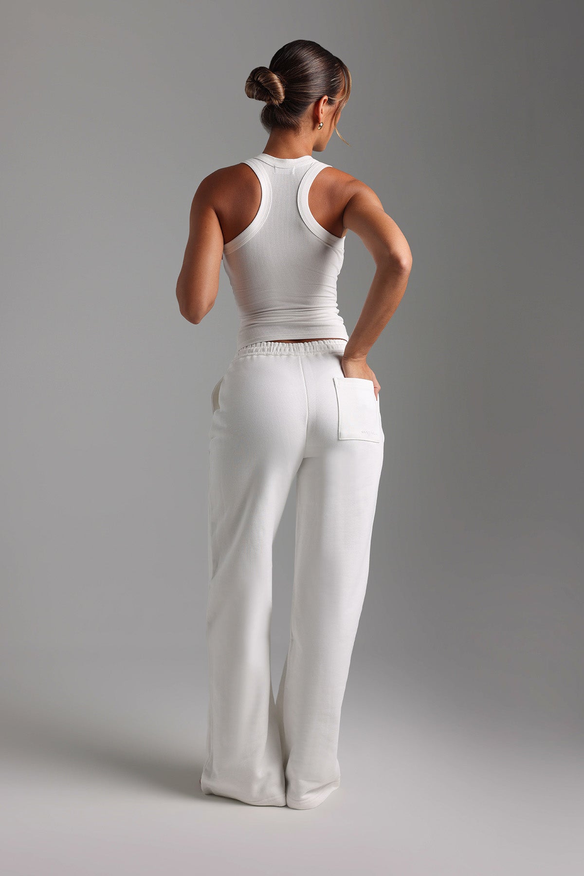 Cut-Out Wide Leg Sweatpants - White