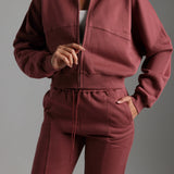 Oversized Bomber Fit Jacket - Vintage Berry
