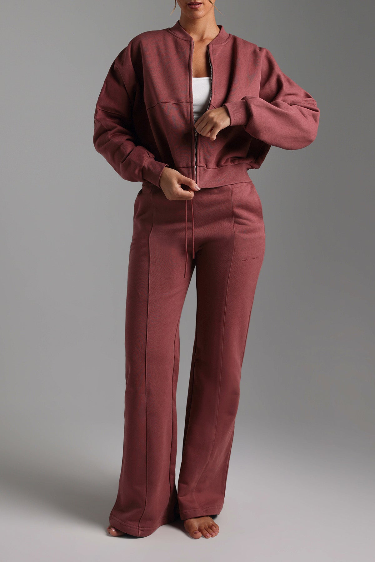 Oversized Bomber Fit Jacket - Vintage Berry