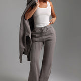 Structured Wide Leg Sweatpants - Smokey Gray