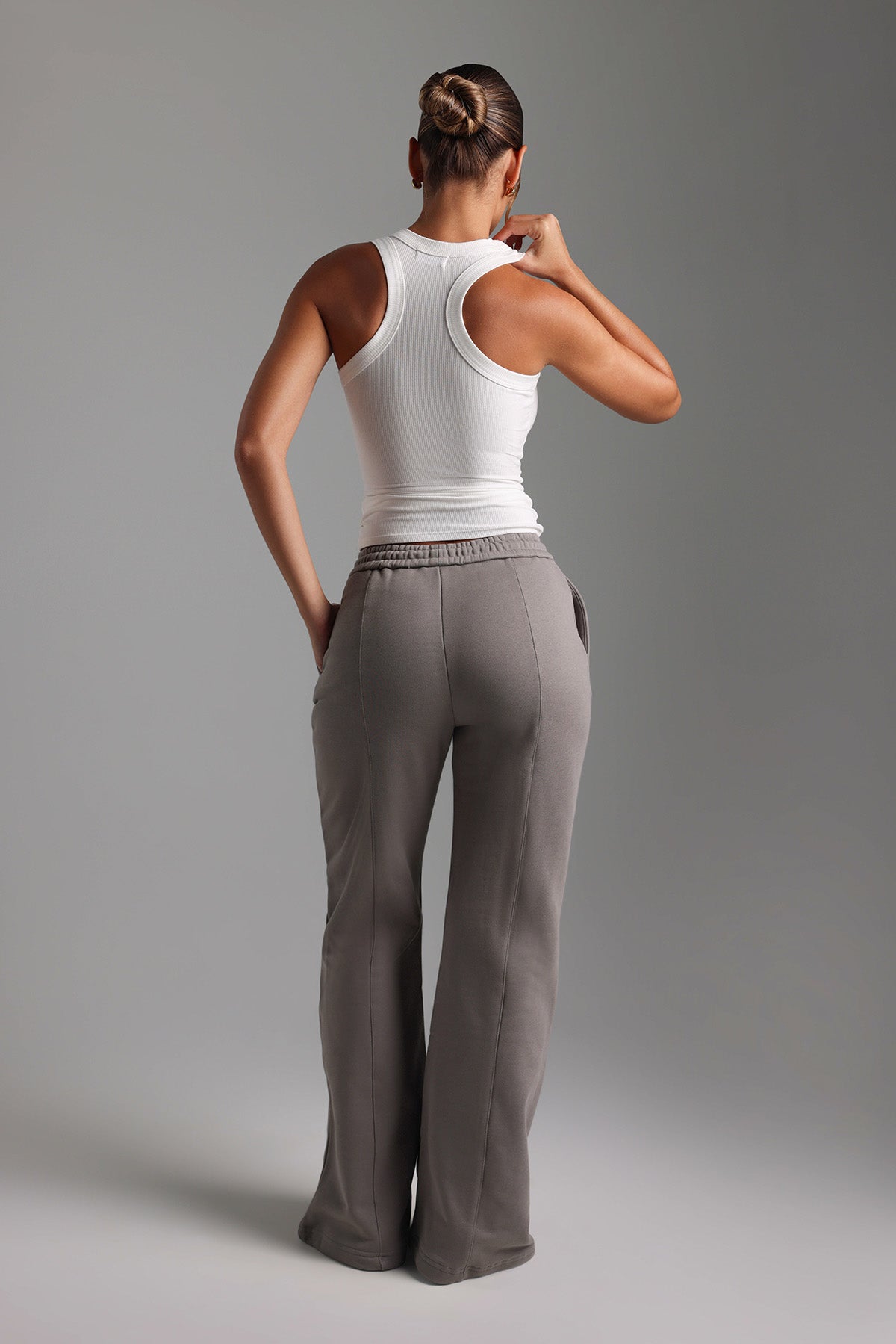 Structured Wide Leg Sweatpants - Smokey Gray