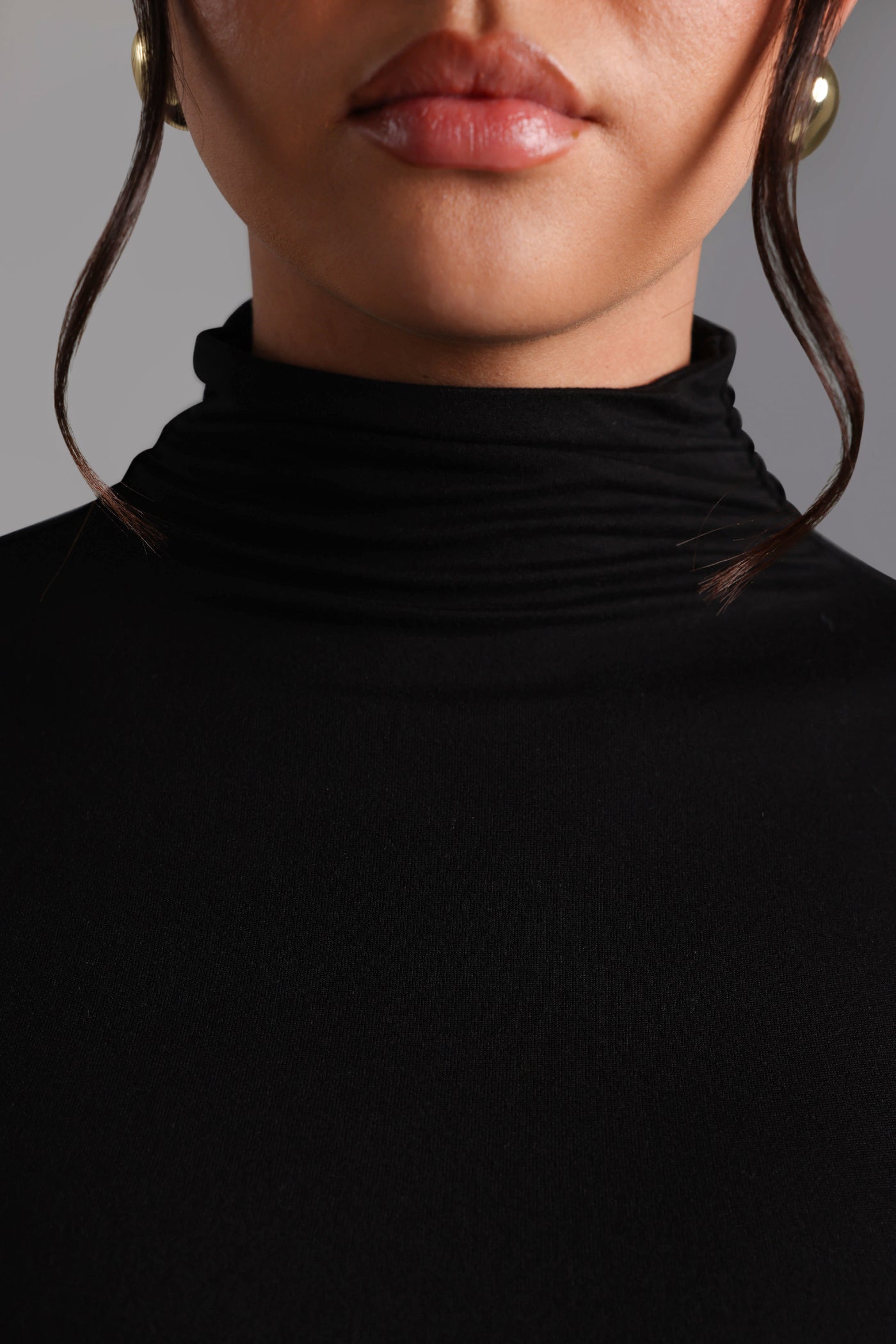 Refined Long Sleeve Turtleneck T-Shirt - Black
