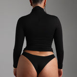 Refined Long Sleeve Turtleneck T-Shirt - Black