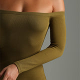 Off Shoulder Maxi Dress - Olive