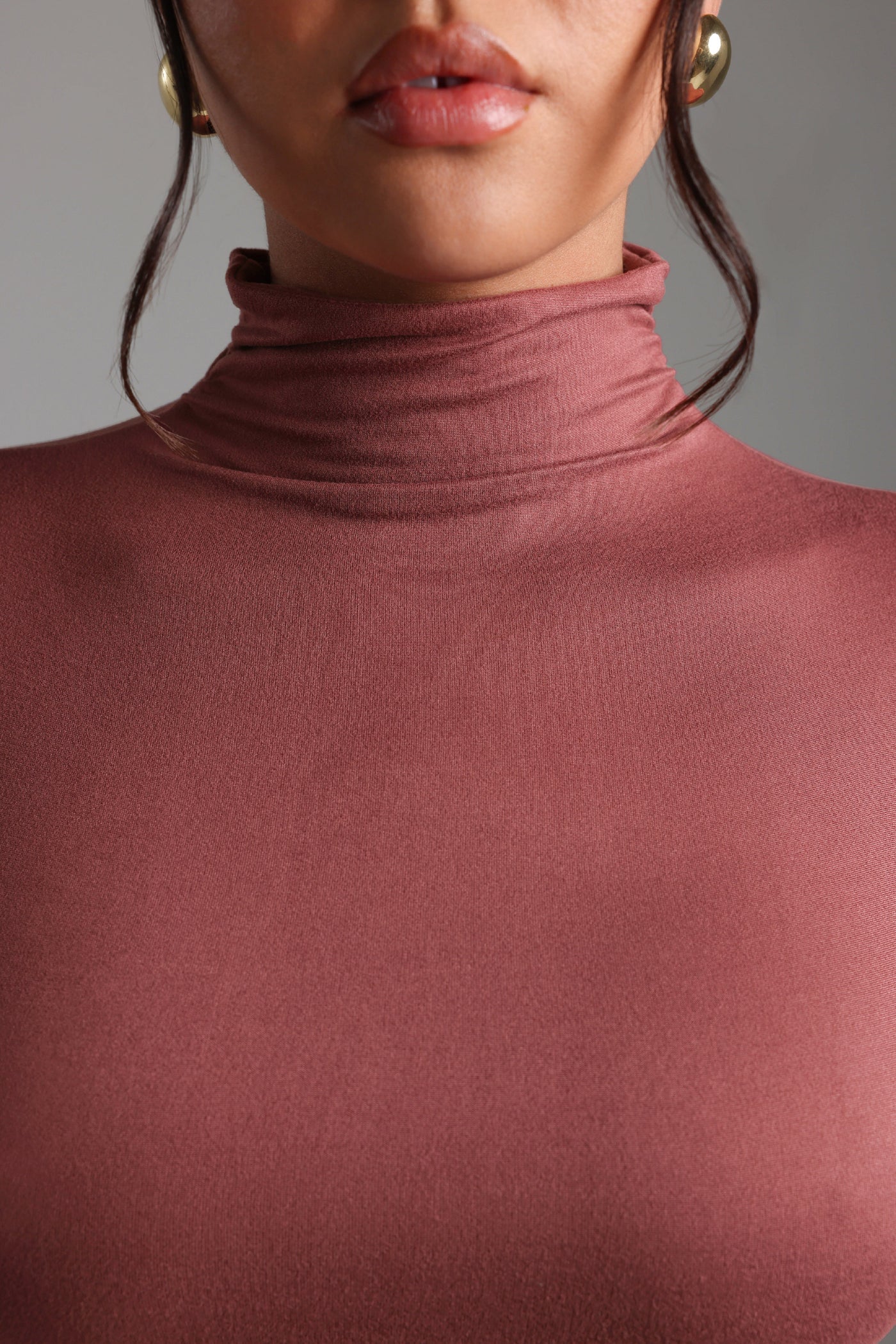 Refined Long Sleeve Turtleneck T-Shirt - Vintage Berry