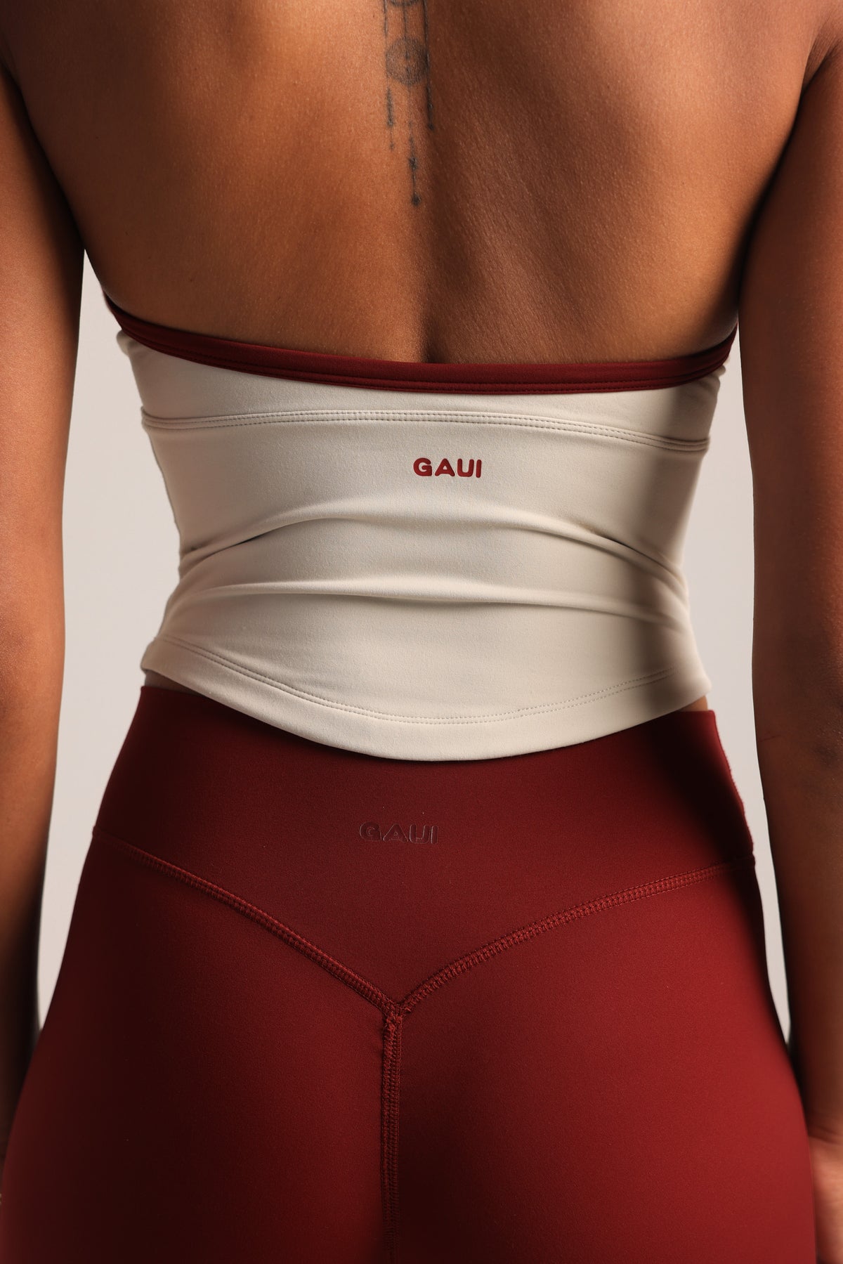 Bandeau-Neckholder-Top – Silbergrau/Cabernet