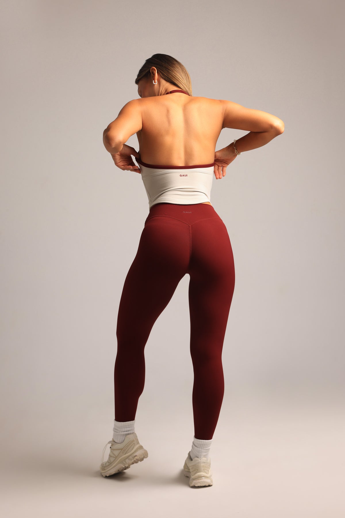 Bandeau-Neckholder-Top – Silbergrau/Cabernet