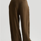 The Ivy Wide-Leg Linen Trousers - Terra
