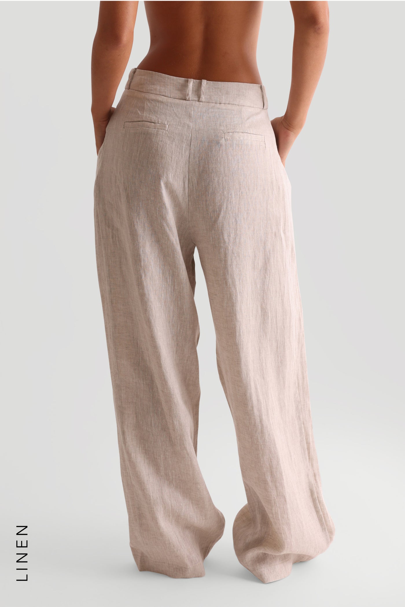 Die Ivy Leinenhose mit weitem Bein – Sand