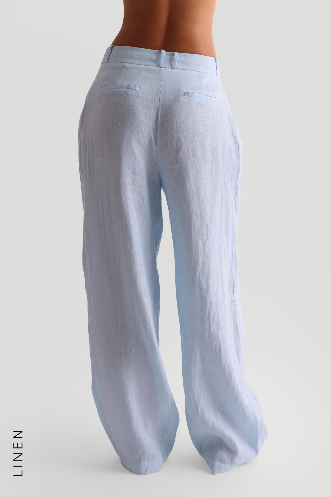 The Ivy Wide-Leg Linen Trousers - Celeste
