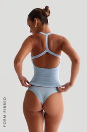 SPLIT-BACK TANK TOP - Celeste