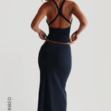 Slit Maxi Skirt - Navy