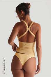 PLUNGE SPLIT-BACK TANK TOP - Mango Creme