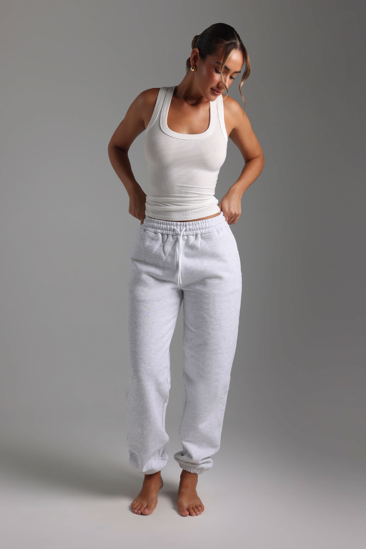 Pantalon de survêtement coupe jogging - Gris chiné clair