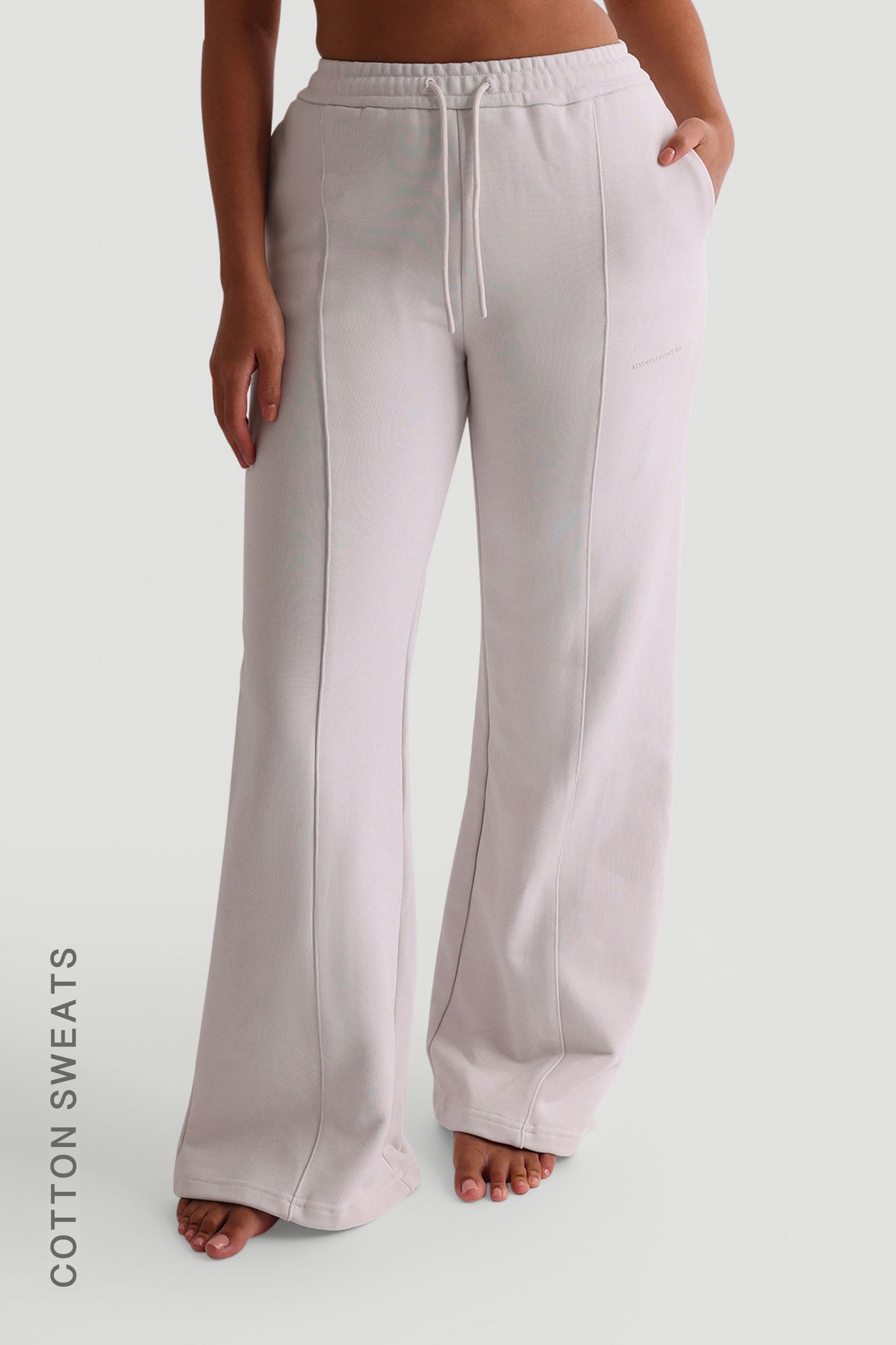 Pantalon de survêtement à jambe large structuré - Beige doux