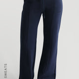 Structured Wide Leg Sweatpants - Navy