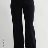 STRUCTURED WIDE LEG SWEATPANTS - Black