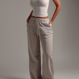Structured Wide Leg Sweatpants - Buttercream