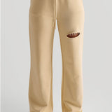 Cut-Out Wide Leg Sweatpants - Soft Yellow