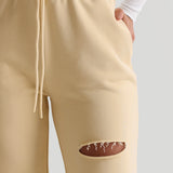 Cut-Out Wide Leg Sweatpants - Soft Yellow