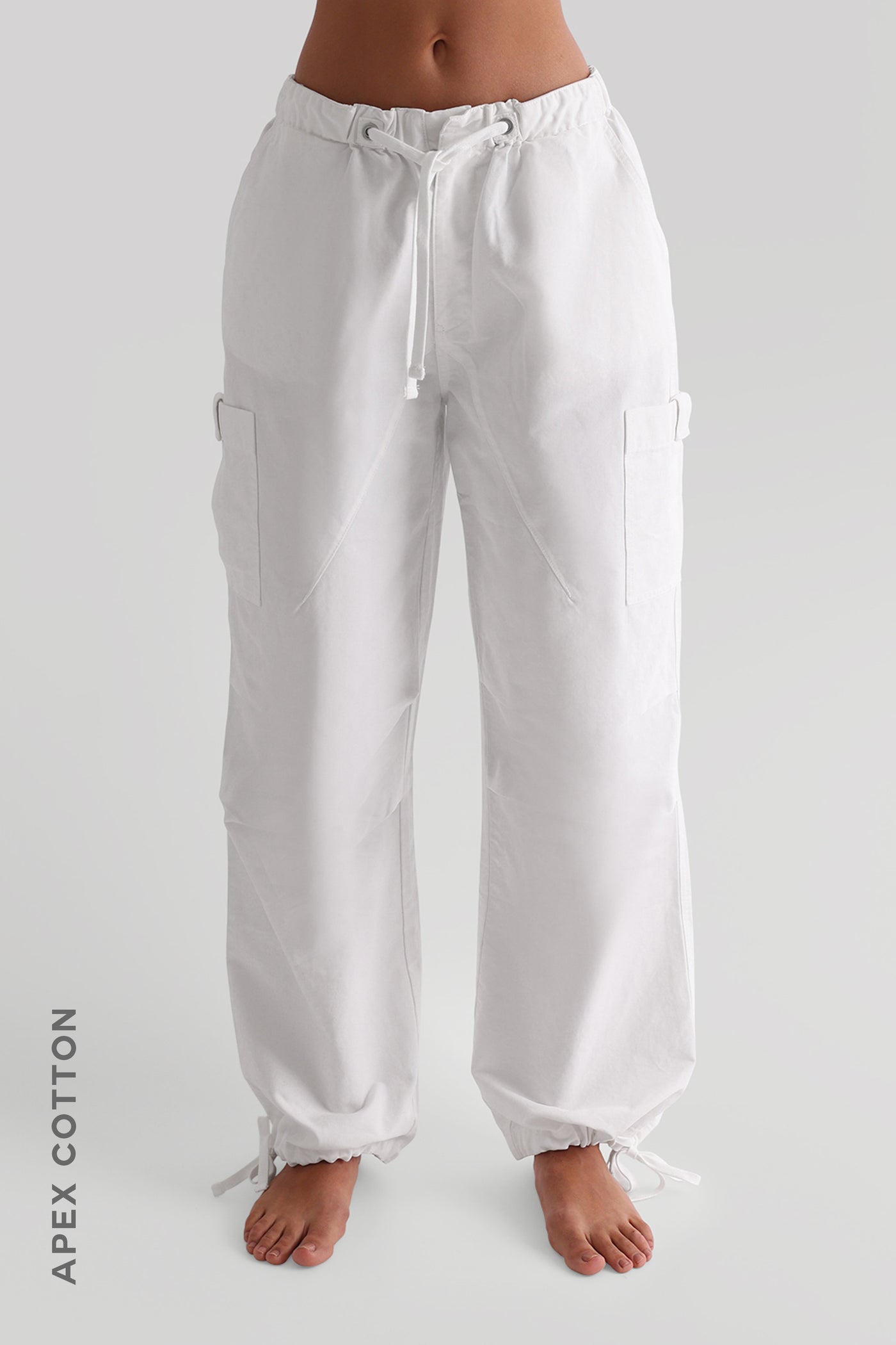 Essential Baggy Cargo Pants - White Wash