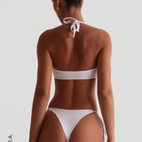 Neckholder Bandeau Bikinioberteil – Weiß