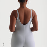 Banded Scoop Neck Romper - Sky