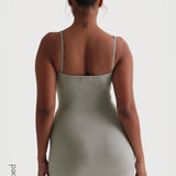 Slip-On Micro-Ribbed Mini Dress - Sage